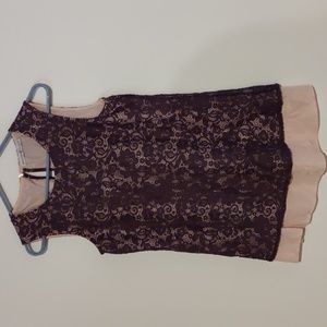 Signature Collection Purple Lace Sleeveless Blouse With Pink Underlay Si…